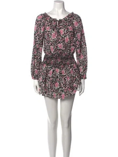 Pre-owned Loveshackfancy Floral Print Mini Dress In Black