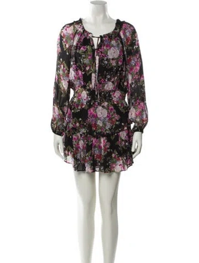 Pre-owned Loveshackfancy Floral Print Mini Dress In Black