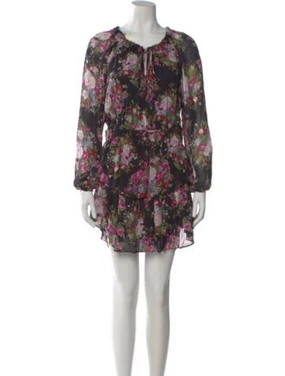 Pre-owned Loveshackfancy Floral Print Mini Dress In Black