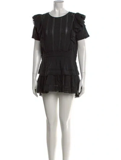 Pre-owned Loveshackfancy Floral Print Mini Dress In Black