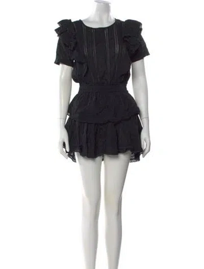 Pre-owned Loveshackfancy Floral Print Mini Dress In Black