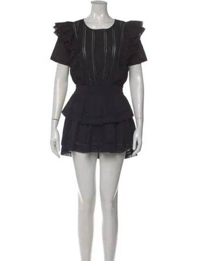 Pre-owned Loveshackfancy Floral Print Mini Dress In Black