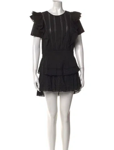 Pre-owned Loveshackfancy Floral Print Mini Dress In Black