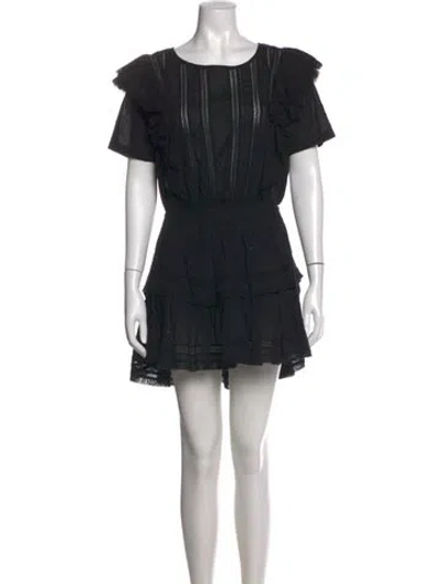 Pre-owned Loveshackfancy Floral Print Mini Dress In Black