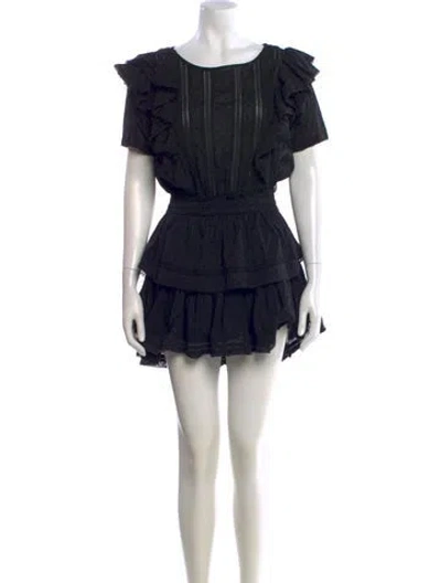Pre-owned Loveshackfancy Floral Print Mini Dress In Black