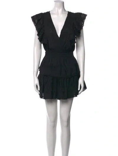 Pre-owned Loveshackfancy Floral Print Mini Dress In Black