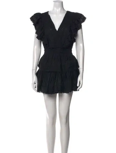 Pre-owned Loveshackfancy Floral Print Mini Dress In Black