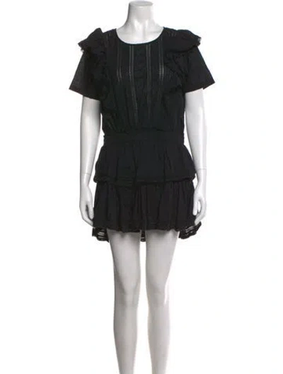 Pre-owned Loveshackfancy Floral Print Mini Dress In Black