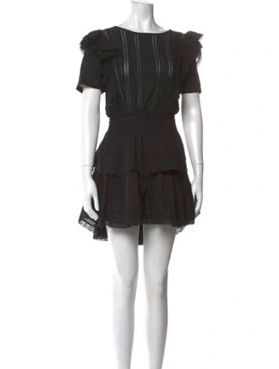 Pre-owned Loveshackfancy Floral Print Mini Dress In Black
