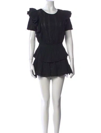 Pre-owned Loveshackfancy Floral Print Mini Dress In Black