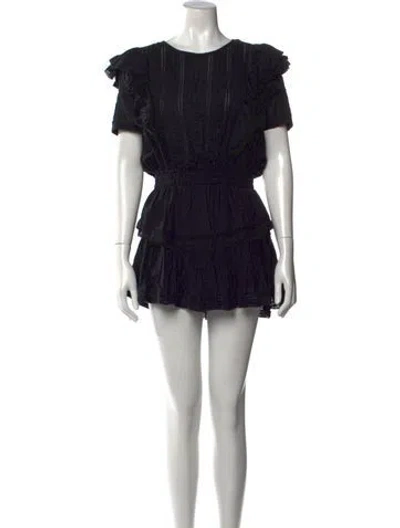 Pre-owned Loveshackfancy Floral Print Mini Dress In Black