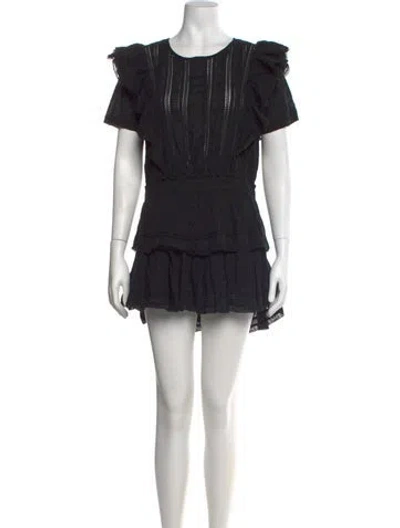 Pre-owned Loveshackfancy Floral Print Mini Dress In Black