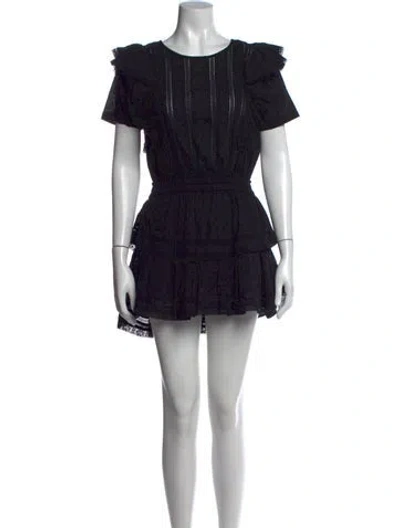 Pre-owned Loveshackfancy Floral Print Mini Dress In Black