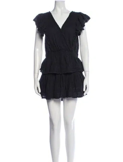 Pre-owned Loveshackfancy Floral Print Mini Dress In Black