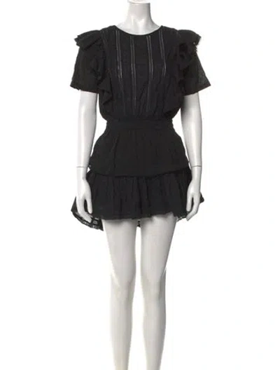 Pre-owned Loveshackfancy Floral Print Mini Dress In Black