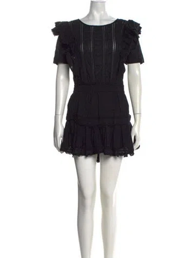 Pre-owned Loveshackfancy Floral Print Mini Dress In Black