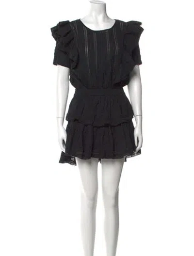 Pre-owned Loveshackfancy Floral Print Mini Dress In Black