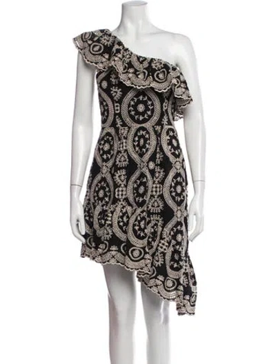 Pre-owned Loveshackfancy Floral Print Mini Dress In Black