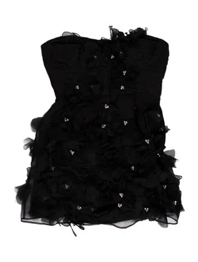 Pre-owned Loveshackfancy Floral Print Mini Dress In Black
