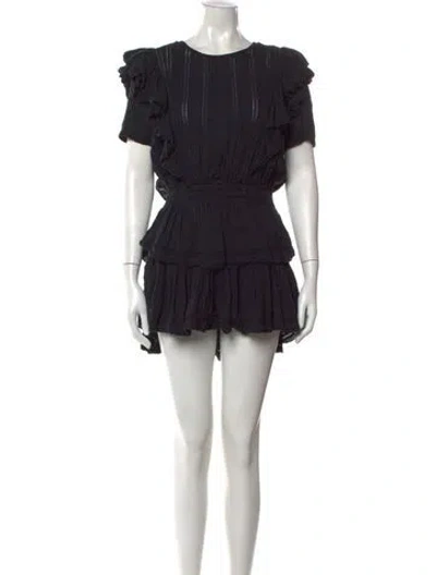 Pre-owned Loveshackfancy Floral Print Mini Dress In Black