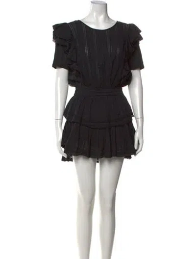 Pre-owned Loveshackfancy Floral Print Mini Dress In Black