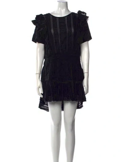 Pre-owned Loveshackfancy Floral Print Mini Dress In Black