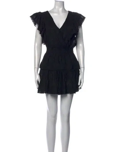 Pre-owned Loveshackfancy Floral Print Mini Dress In Black
