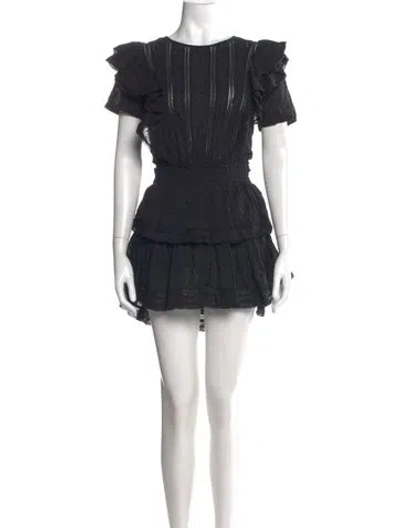 Pre-owned Loveshackfancy Floral Print Mini Dress In Black