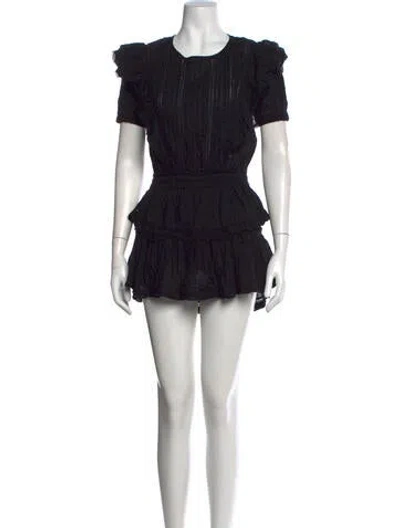 Pre-owned Loveshackfancy Floral Print Mini Dress In Black