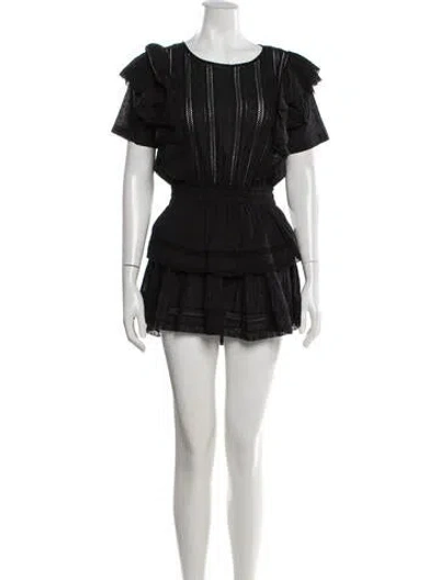 Pre-owned Loveshackfancy Floral Print Mini Dress In Black