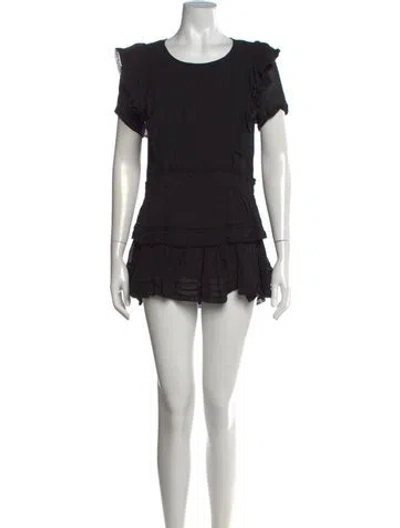 Pre-owned Loveshackfancy Floral Print Mini Dress In Black