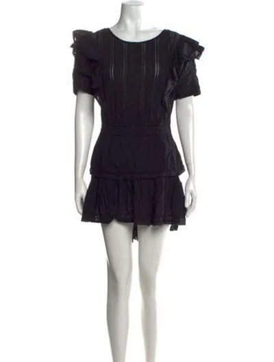 Pre-owned Loveshackfancy Floral Print Mini Dress In Black