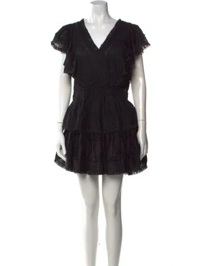Pre-owned Loveshackfancy Floral Print Mini Dress In Black