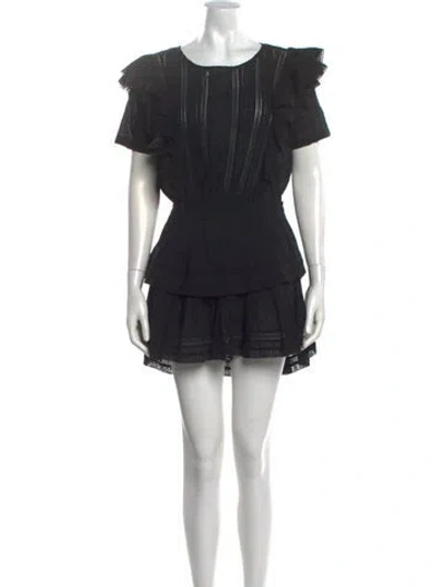 Pre-owned Loveshackfancy Floral Print Mini Dress In Black