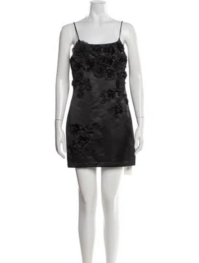 Pre-owned Loveshackfancy Floral Print Mini Dress In Black