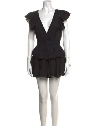 Pre-owned Loveshackfancy Floral Print Mini Dress In Black