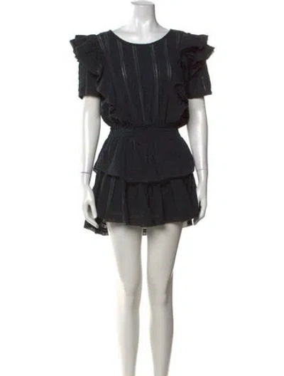 Pre-owned Loveshackfancy Floral Print Mini Dress In Black
