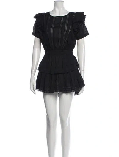 Pre-owned Loveshackfancy Floral Print Mini Dress In Black