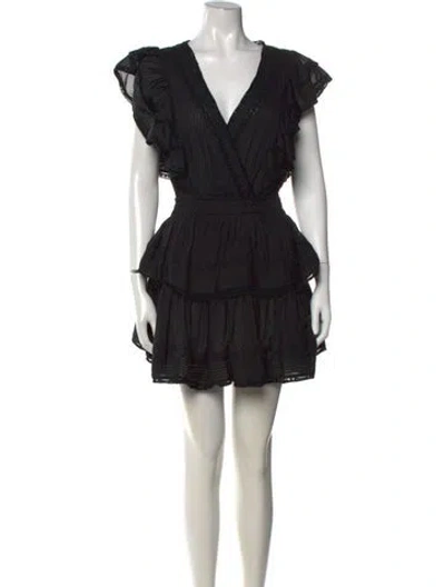 Pre-owned Loveshackfancy Floral Print Mini Dress In Black