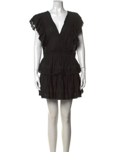 Pre-owned Loveshackfancy Floral Print Mini Dress In Black