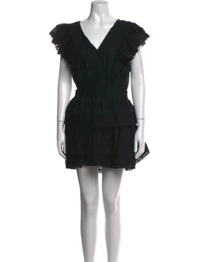 Pre-owned Loveshackfancy Floral Print Mini Dress In Black