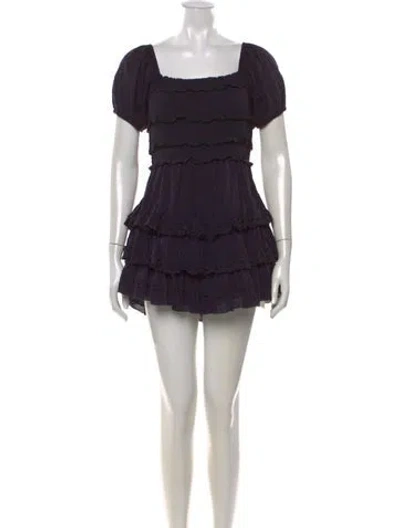 Pre-owned Loveshackfancy Floral Print Mini Dress In Black