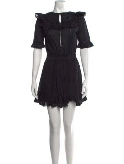 Pre-owned Loveshackfancy Floral Print Mini Dress In Black