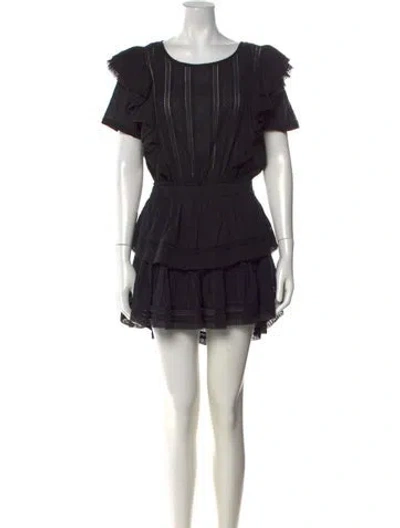 Pre-owned Loveshackfancy Floral Print Mini Dress In Black