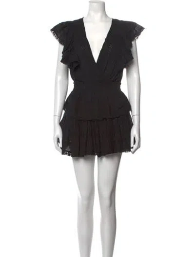 Pre-owned Loveshackfancy Floral Print Mini Dress In Black
