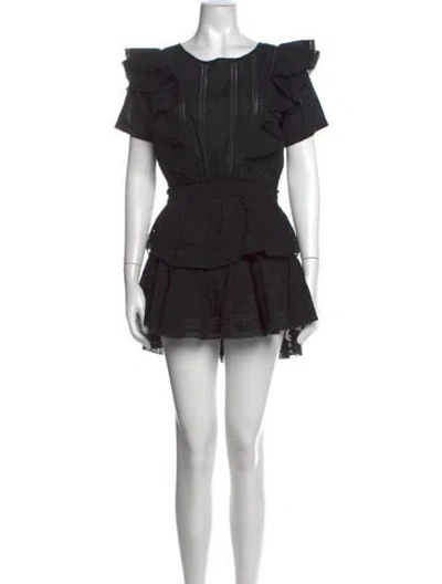 Pre-owned Loveshackfancy Floral Print Mini Dress In Black
