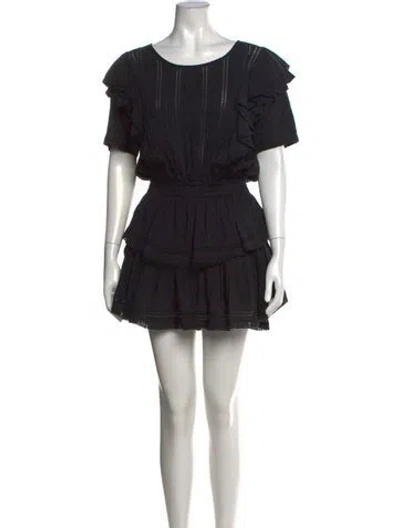 Pre-owned Loveshackfancy Floral Print Mini Dress In Black