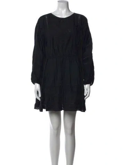 Pre-owned Loveshackfancy Floral Print Mini Dress In Black