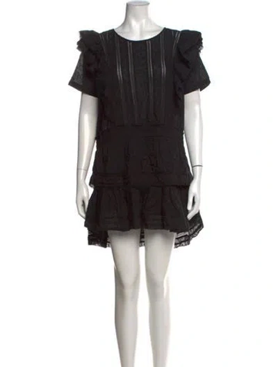 Pre-owned Loveshackfancy Floral Print Mini Dress In Black