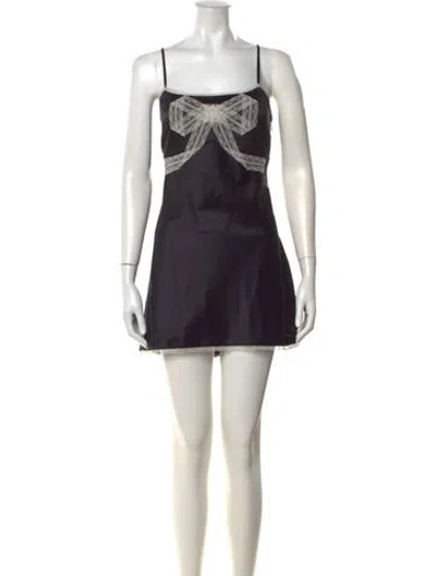 Pre-owned Loveshackfancy Floral Print Mini Dress In Black